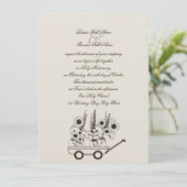 Zonnebloem Wagon bruiloft Kaart (Staand voorkant)