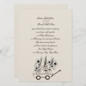 Zonnebloem Wagon bruiloft Kaart (Voorkant / Achterkant)