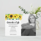 Zonnebloem wake viering van het leven | BW foto Kaart (Staand voorkant)
