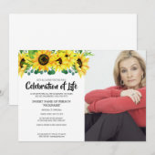 Zonnebloem wake viering van het leven met foto kaart (Voorkant / Achterkant)