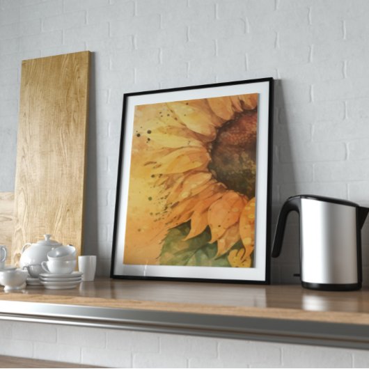 Zonnebloem Wall Art Decor, Waterverf Canvas Afdruk