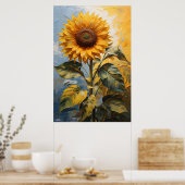 Zonnebloem | Wall Art Poster | Olieverfschilderij (Keuken)