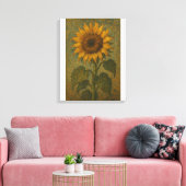 Zonnebloem Wall Art - Rustieke Botanische Huis Canvas Afdruk (Insitu (Woonkamer))