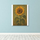 Zonnebloem Wall Art - Rustieke Botanische Huis Canvas Afdruk (Insitu (Houten vloer))
