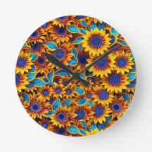 Zonnebloem Wandklok