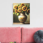 Zonnebloem wandkunst - ingepakt canvas afdruk (Insitu (Woonkamer))