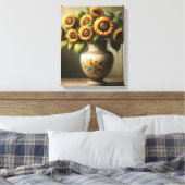 Zonnebloem wandkunst - ingepakt canvas afdruk (Insitu (Slaapkamer))