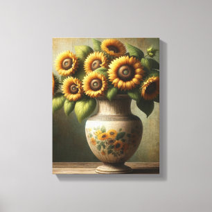 Zonnebloem wandkunst - ingepakt canvas afdruk