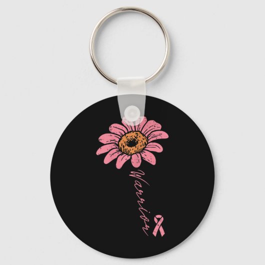 Zonnebloem Warrior Roze Lint Borstkanker Awaren Sleutelhanger (Voorkant)