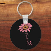 Zonnebloem Warrior Roze Lint Borstkanker Awaren Sleutelhanger (Voorkant)