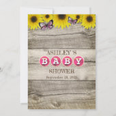 Zonnebloem wat is er op je Baby shower? | Roze Kaart (Achterkant)