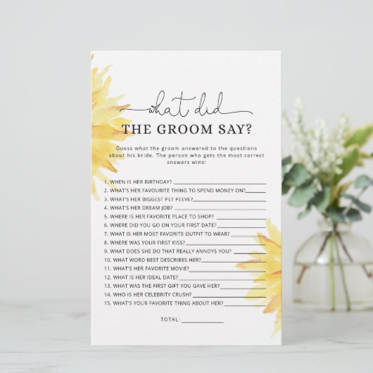 Zonnebloem Wat zei de bruidegom tegen het bruidssp (Staand voorkant)