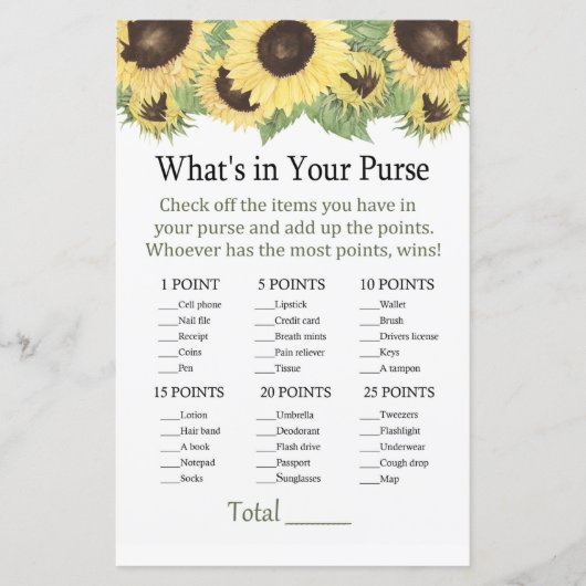 Zonnebloem Wat zit er in je handtas? (Voorkant)