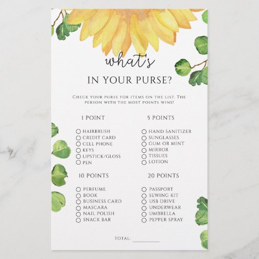 Zonnebloem wat zit er in je tas spel (Voorkant)