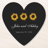 Zonnebloem Water Droplets bruiloft Kartonnen Onderzetters (Voorkant)