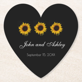 Zonnebloem Water Droplets bruiloft Kartonnen Onderzetters