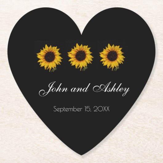 Zonnebloem Water Droplets bruiloft Kartonnen Onderzetters (Voorkant)