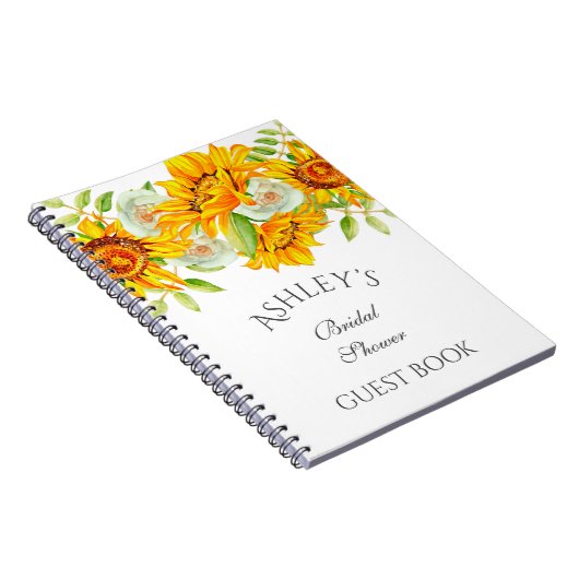 Zonnebloem Watercolo Floral Persoonlijk Gastboek Notitieboek (Rechterzijde)