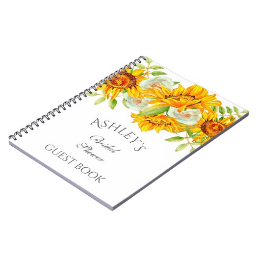 Zonnebloem Watercolo Floral Persoonlijk Gastboek Notitieboek (Linkerzijde)