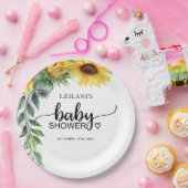 Zonnebloem Watercolor Baby Shower Papieren Bordje (Feest)