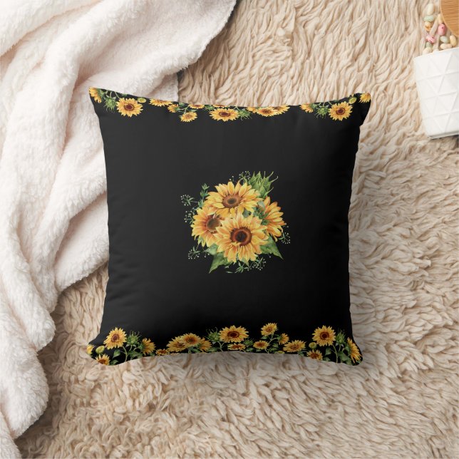 Zonnebloem  Watercolor –  Bloem Grafisch Kussen (Deken)