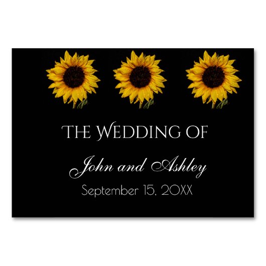 Zonnebloem Waterdruppels Bruiloft Kaart (Voorkant)