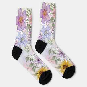 Zonnebloem waterkleur ontwerp sokken