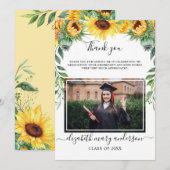 Zonnebloem Waterverf Afstuderen Hartelijk dank Bedankkaart (Voorkant / Achterkant)