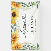 Zonnebloem Waterverf Baby shower Banner (Verticaal)