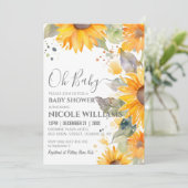 Zonnebloem Waterverf Baby shower Schilderend Lijst Kaart (Staand voorkant)