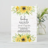 Zonnebloem waterverf Baby shower Uitnodiging (Staand voorkant)