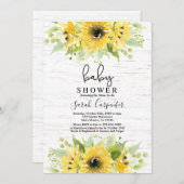 Zonnebloem waterverf Baby shower Uitnodiging (Voorkant / Achterkant)