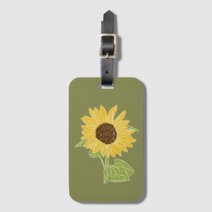Zonnebloem waterverf bagagelabel