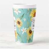 Zonnebloem Waterverf Beste mam in Aqua Blue Latte Latte Mok (Voorkant)