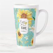 Zonnebloem Waterverf Beste mam in Aqua Blue Latte Latte Mok (Rechts)