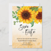 Zonnebloem Waterverf Bewaar de datumuitnodiging Kaart (Voorkant)