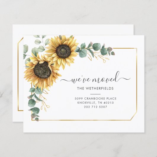 Zonnebloem Waterverf bewegende aankondiging (Voorkant / Achterkant)