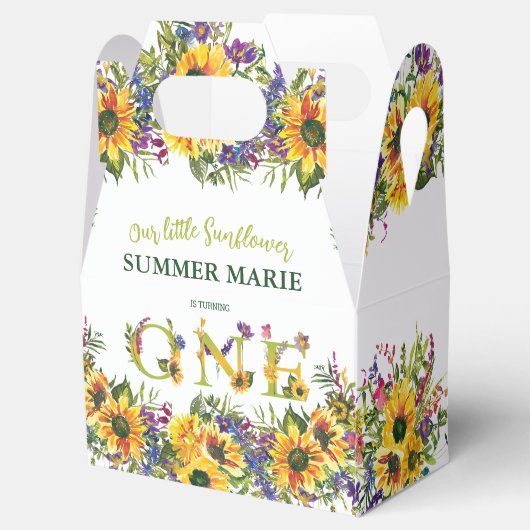 Zonnebloem Waterverf Birthday Favor Box Bedankdoosjes (Geopend)