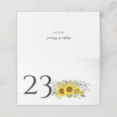 Zonnebloem waterverf blauw wilde bloem bruiloft plaatskaartje (Buitenkant ongevouwen)