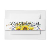 Zonnebloem waterverf blauw wilde bloem bruiloft uitnodigingen wikkel (Voorkant Voorbeeld)