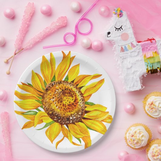 Zonnebloem Waterverf Bloemen Bord papier (Feest)