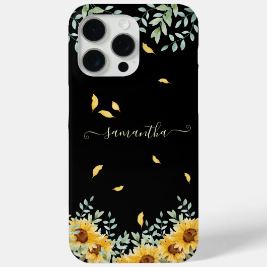 Zonnebloem Waterverf Bloemen Botanische Script Naa Case-Mate iPhone Case (Achterkant)