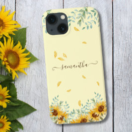 Zonnebloem Waterverf Bloemen Botanische Script Naa Case-Mate iPhone Case