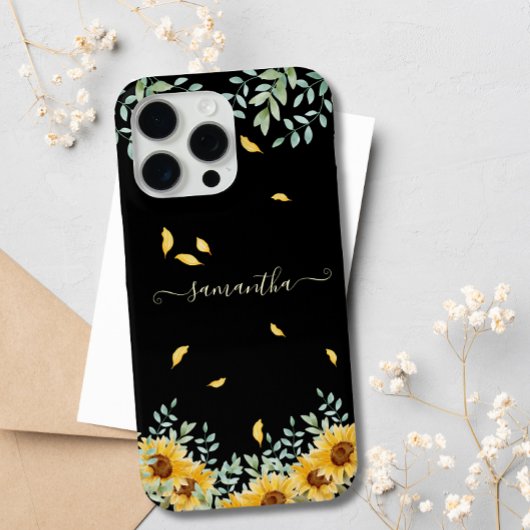 Zonnebloem Waterverf Bloemen Botanische Script Naa Case-Mate iPhone Case