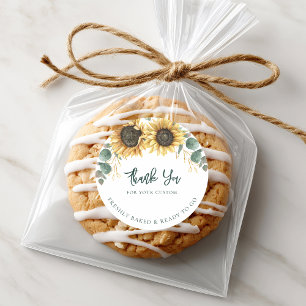 Zonnebloem Waterverf Bloemen Business Dank u Ronde Sticker