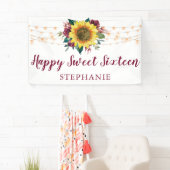 Zonnebloem Waterverf Bloemen Lichten Sweet 16 Spandoek (Insitu)