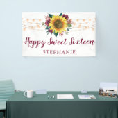 Zonnebloem Waterverf Bloemen Lichten Sweet 16 Spandoek (Beurs)