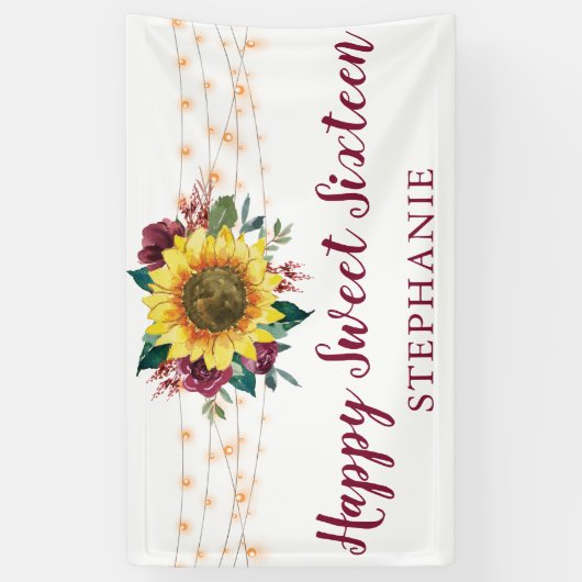 Zonnebloem Waterverf Bloemen Lichten Sweet 16 Spandoek (Verticaal)