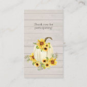 Zonnebloem Waterverf Bloemen Pompoen Luier Raffle Visitekaartje (Achterkant)