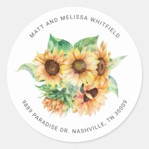Zonnebloem Waterverf Bloemen Retour Adres Label